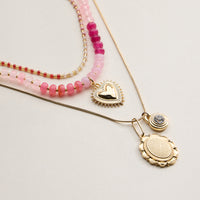 Layered Beaded and Pendant Necklace Set with Gold Accents – Heart and Charm Detail