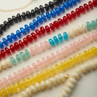 Chunky Translucent Glass Bead Necklace with Adjustable Chain – Handmade Statement Jewelry