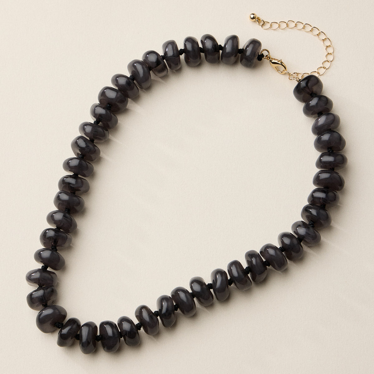 Chunky Translucent Glass Bead Necklace with Adjustable Chain – Handmade Statement Jewelry