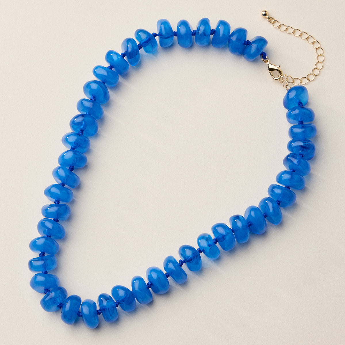 Chunky Translucent Glass Bead Necklace with Adjustable Chain – Handmade Statement Jewelry