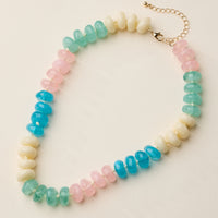 Chunky Translucent Glass Bead Necklace with Adjustable Chain – Handmade Statement Jewelry