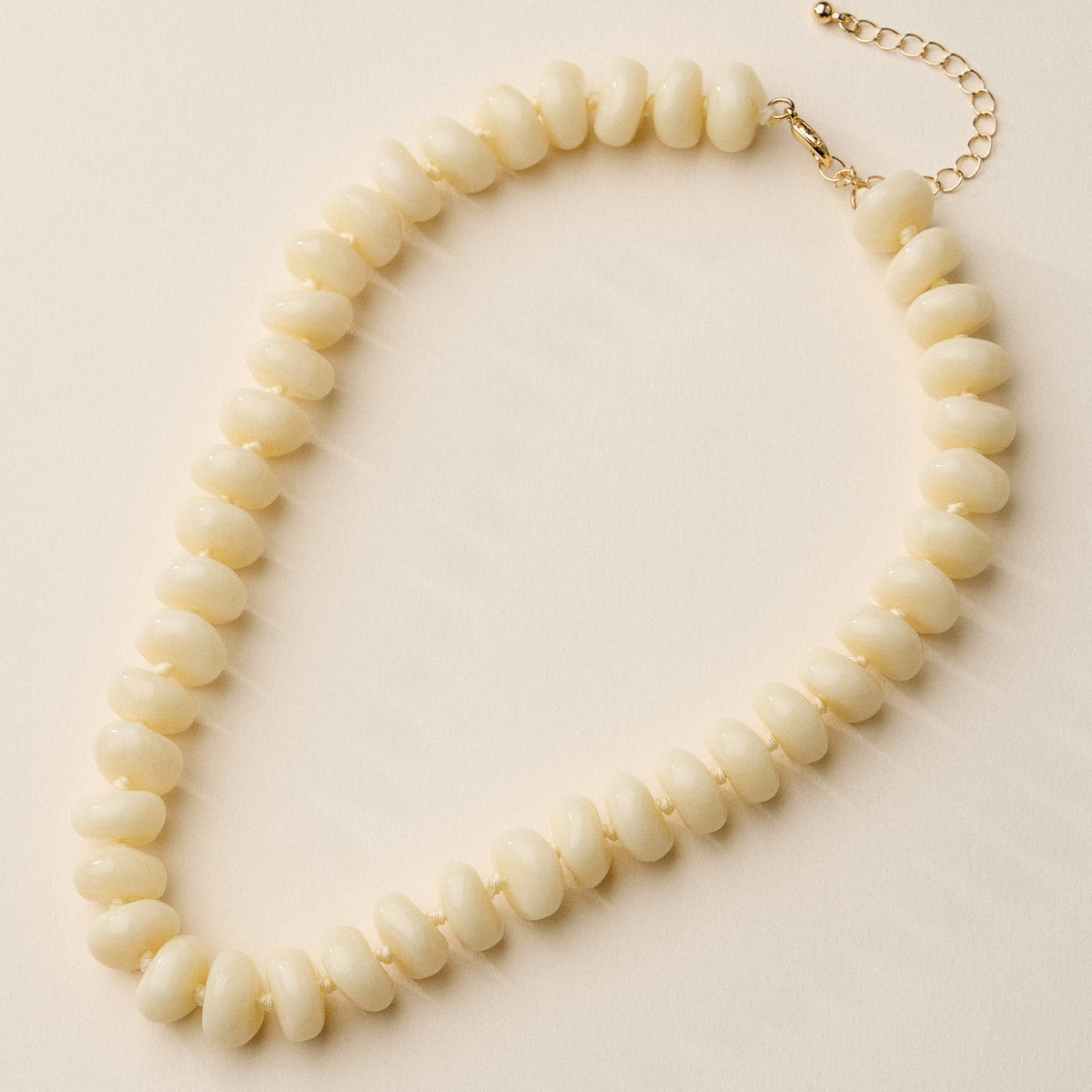 Chunky Translucent Glass Bead Necklace with Adjustable Chain – Handmade Statement Jewelry