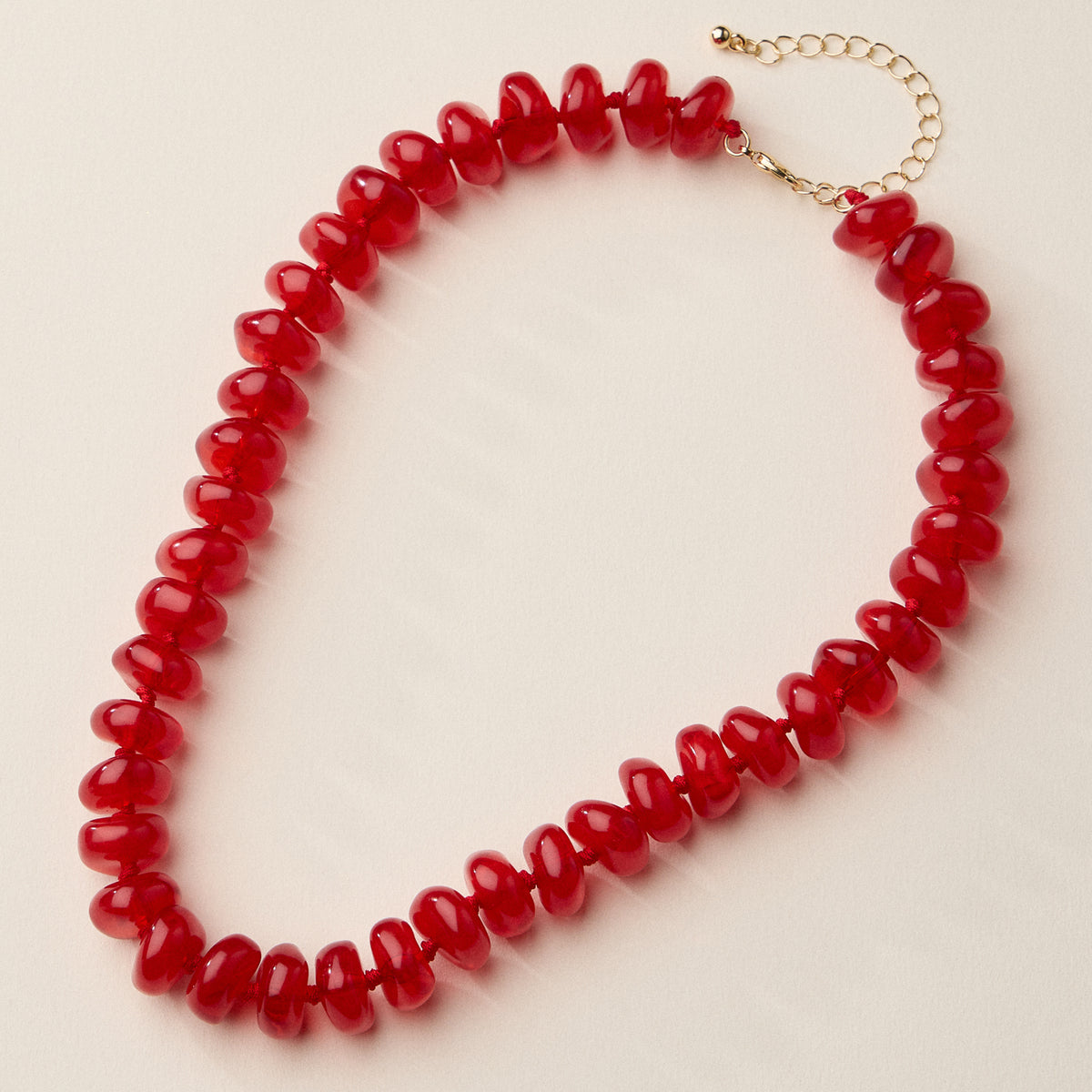 Chunky Translucent Glass Bead Necklace with Adjustable Chain – Handmade Statement Jewelry