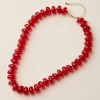Chunky Translucent Glass Bead Necklace with Adjustable Chain – Handmade Statement Jewelry