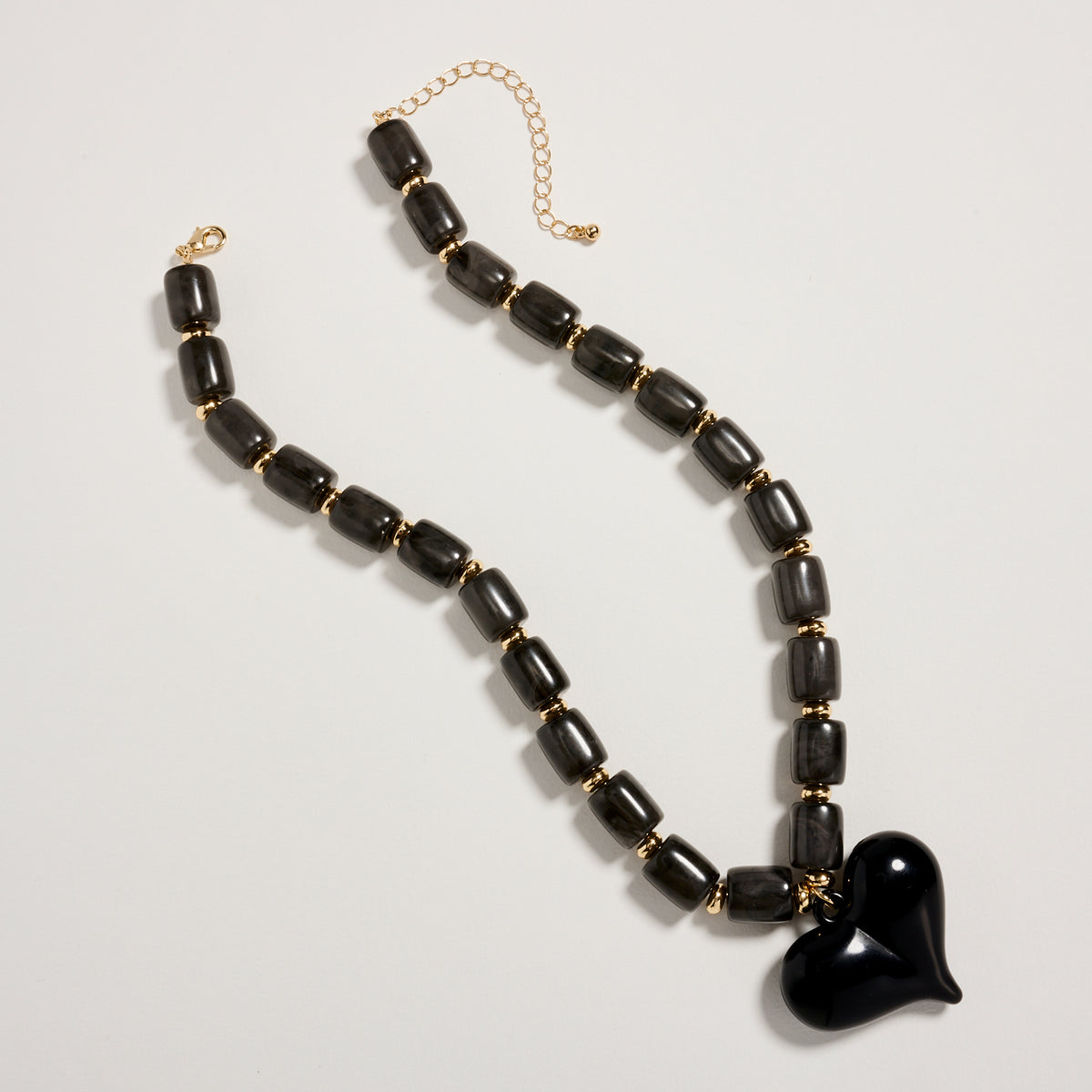 Colorful Beaded Heart Necklace – Multi-Color Barrel Bead Statement Necklace for Women