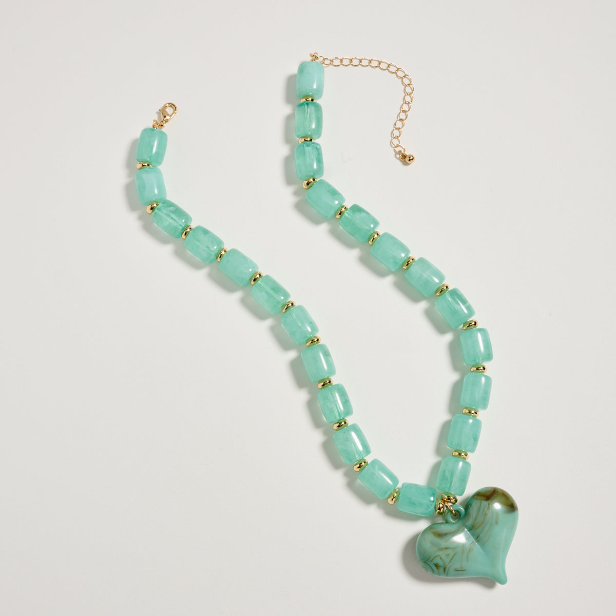 Colorful Beaded Heart Necklace – Multi-Color Barrel Bead Statement Necklace for Women