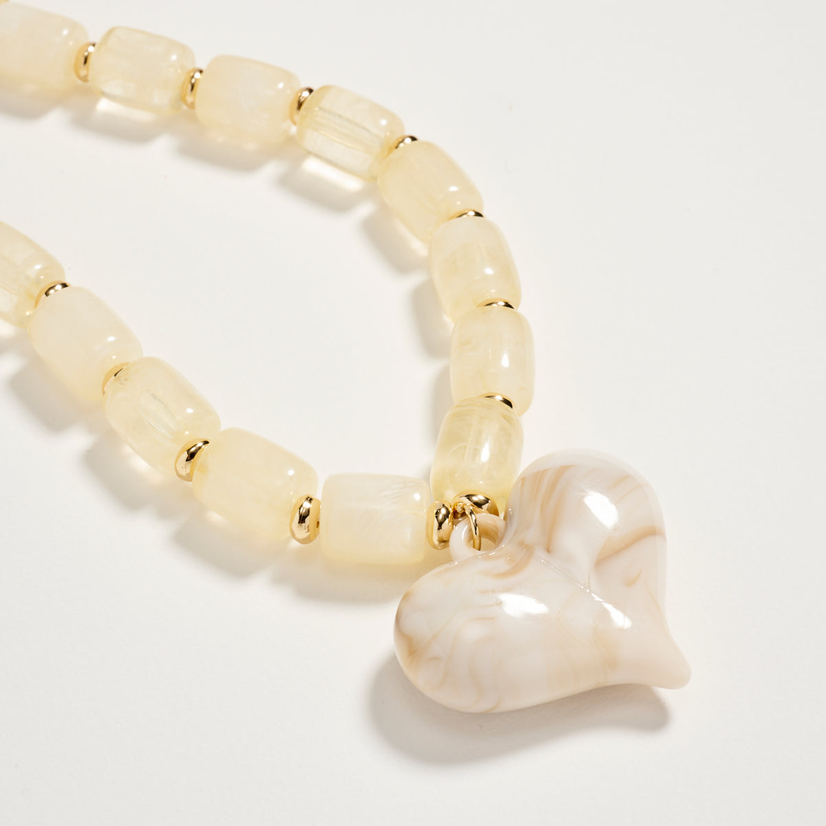 Colorful Beaded Heart Necklace – Multi-Color Barrel Bead Statement Necklace for Women