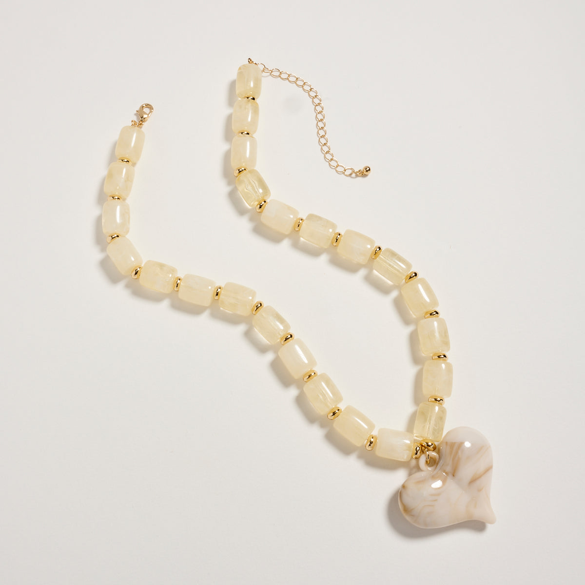 Colorful Beaded Heart Necklace – Multi-Color Barrel Bead Statement Necklace for Women