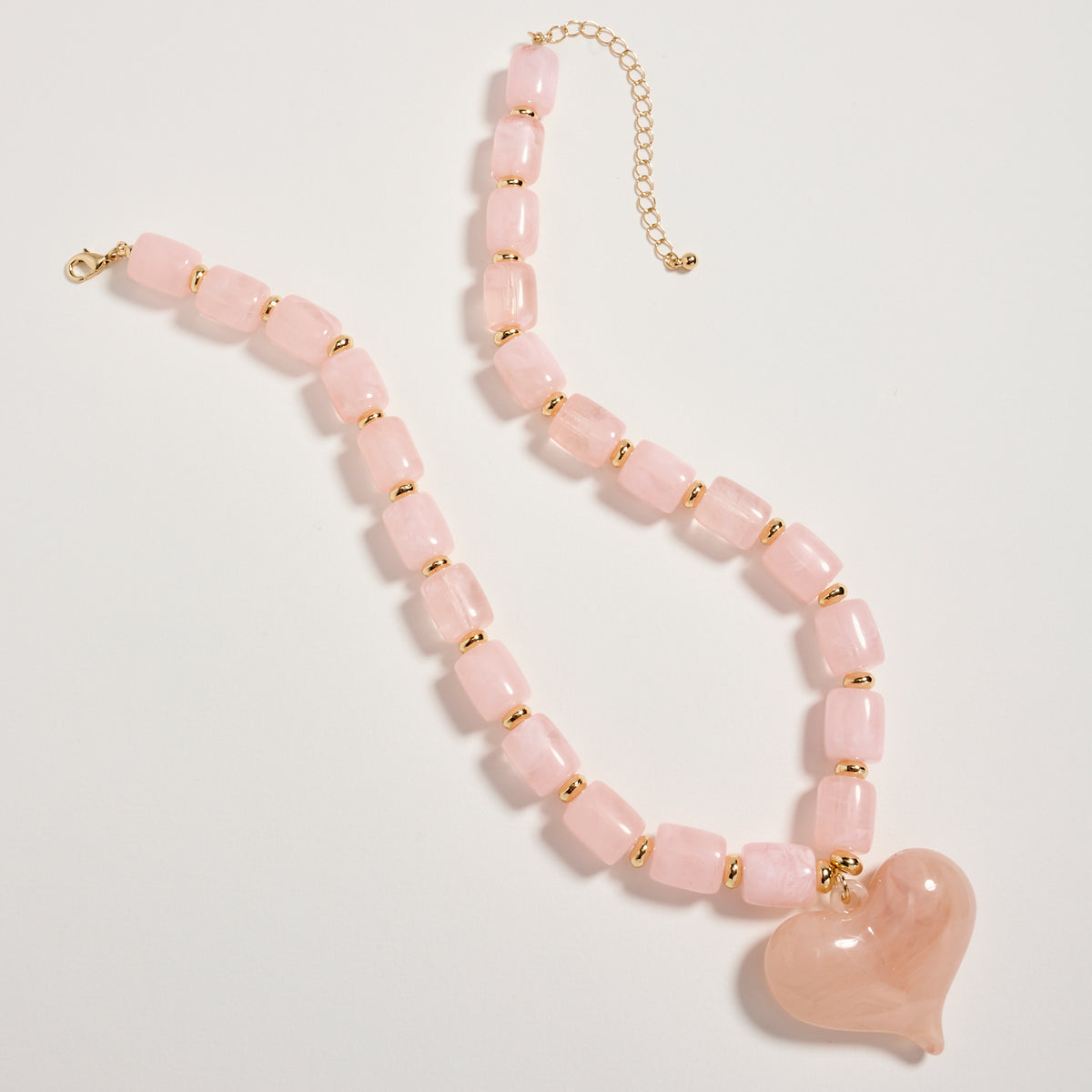 Colorful Beaded Heart Necklace – Multi-Color Barrel Bead Statement Necklace for Women