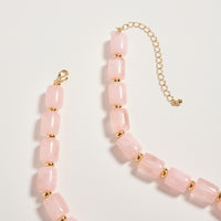 Colorful Beaded Heart Necklace – Multi-Color Barrel Bead Statement Necklace for Women