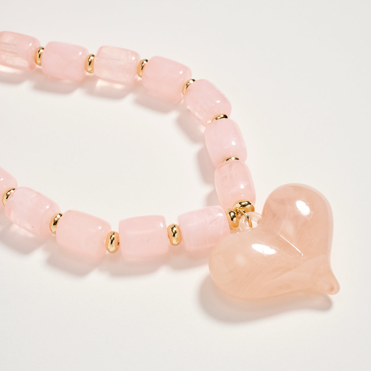 Colorful Beaded Heart Necklace – Multi-Color Barrel Bead Statement Necklace for Women