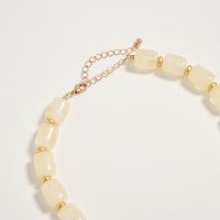 Gold Seashell Pendant Beaded Necklace – Chunky Resin Barrel Beads with Adjustable Chain, Coastal Statement Jewelry for Women