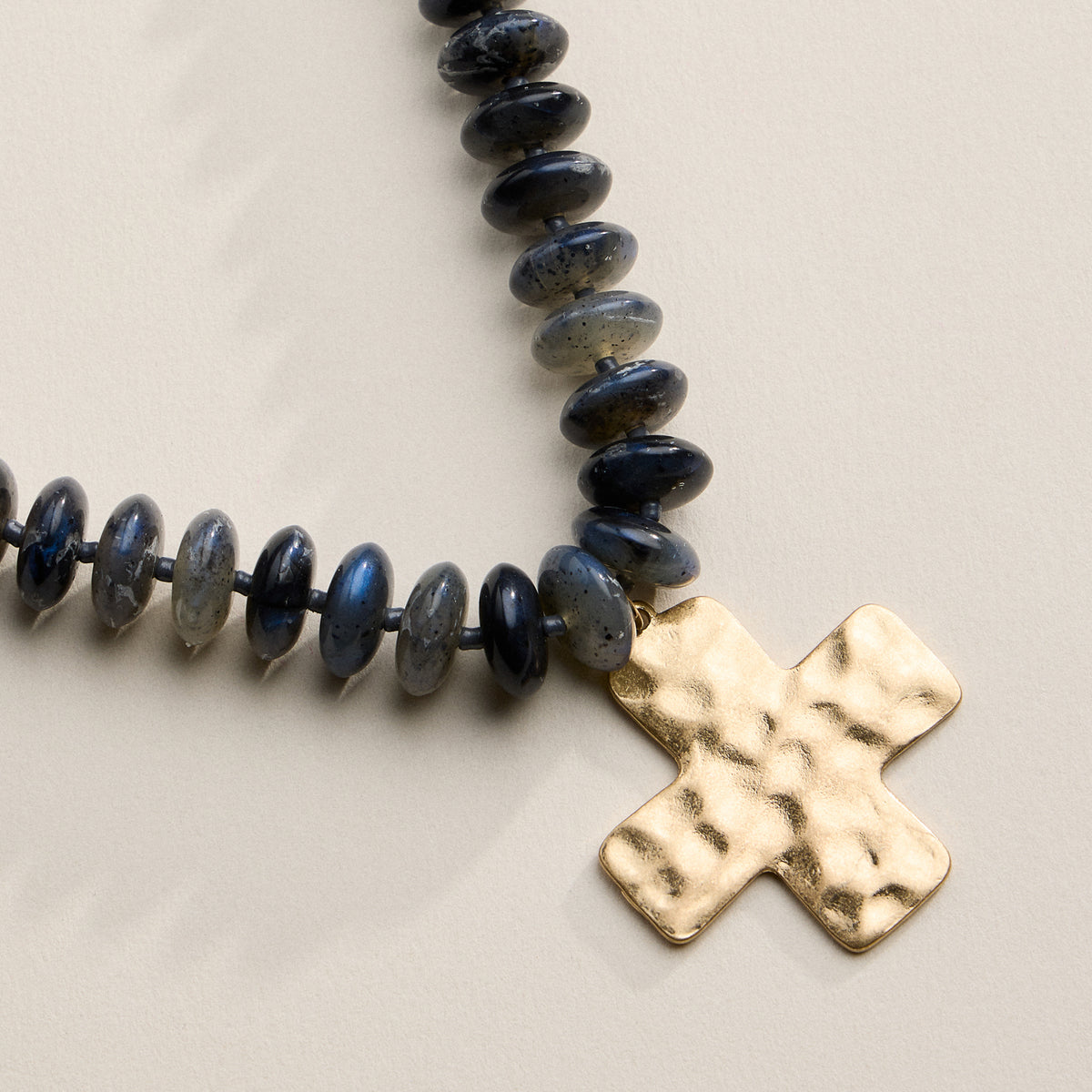 Beaded Cross Pendant Necklace for Women – Colorful Bead Necklace with Gold Cross Charm