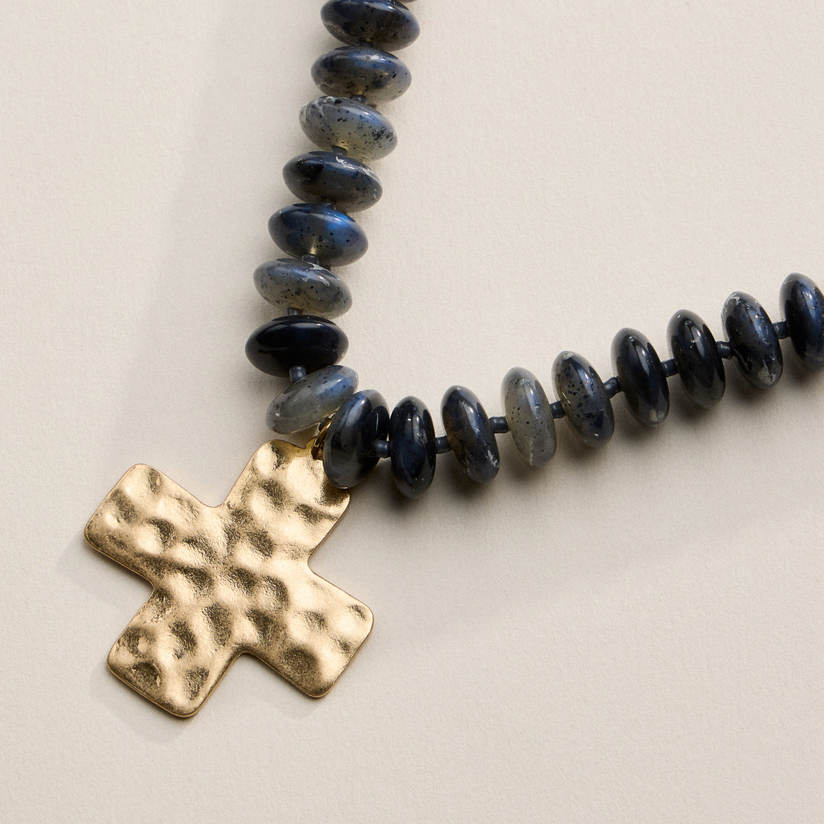 Beaded Cross Pendant Necklace for Women – Colorful Bead Necklace with Gold Cross Charm