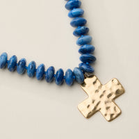 Beaded Cross Pendant Necklace for Women – Colorful Bead Necklace with Gold Cross Charm