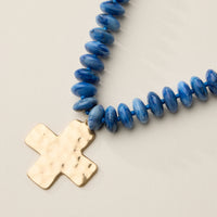 Beaded Cross Pendant Necklace for Women – Colorful Bead Necklace with Gold Cross Charm