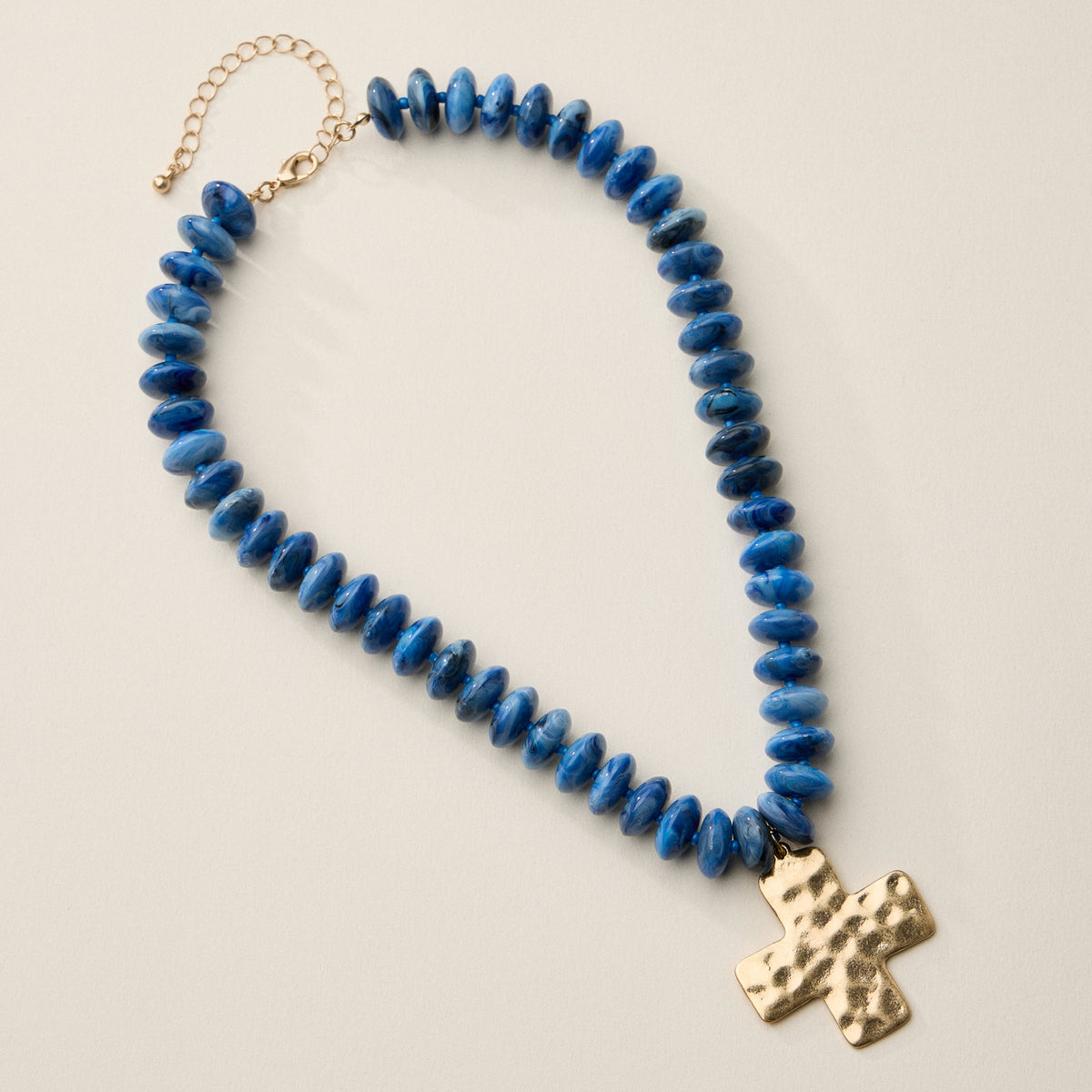 Beaded Cross Pendant Necklace for Women – Colorful Bead Necklace with Gold Cross Charm