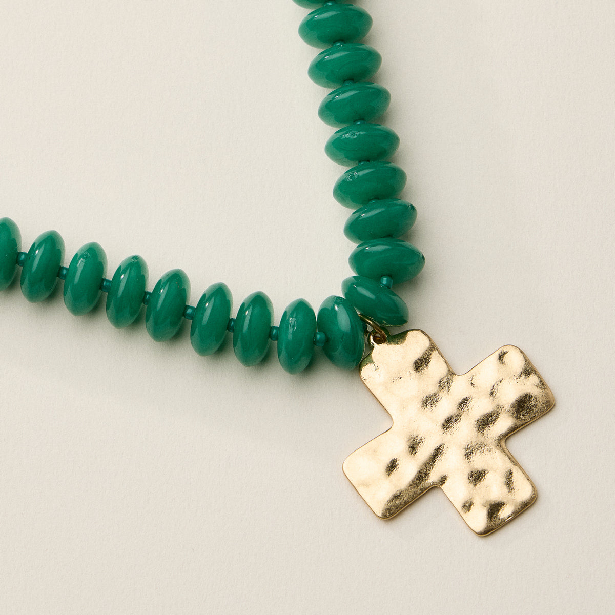 Beaded Cross Pendant Necklace for Women – Colorful Bead Necklace with Gold Cross Charm