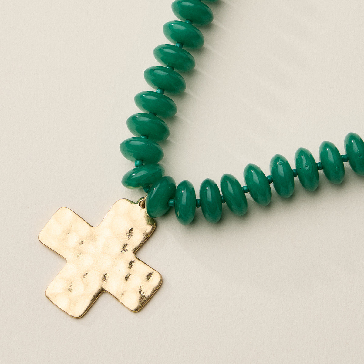 Beaded Cross Pendant Necklace for Women – Colorful Bead Necklace with Gold Cross Charm