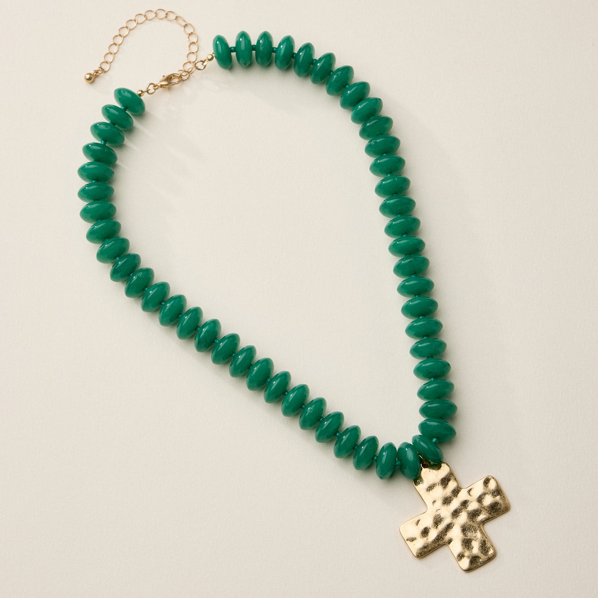 Beaded Cross Pendant Necklace for Women – Colorful Bead Necklace with Gold Cross Charm