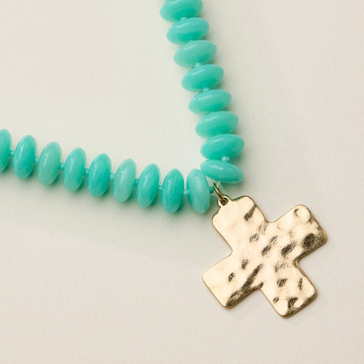 Beaded Cross Pendant Necklace for Women – Colorful Bead Necklace with Gold Cross Charm