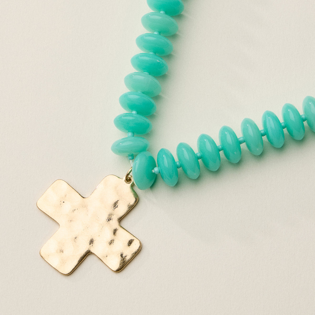 Beaded Cross Pendant Necklace for Women – Colorful Bead Necklace with Gold Cross Charm