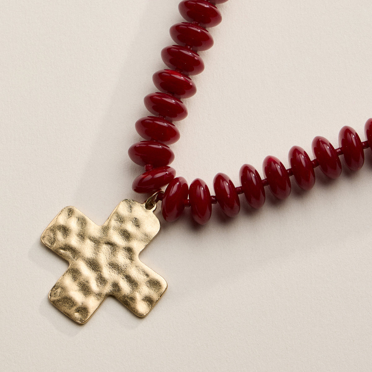 Beaded Cross Pendant Necklace for Women – Colorful Bead Necklace with Gold Cross Charm