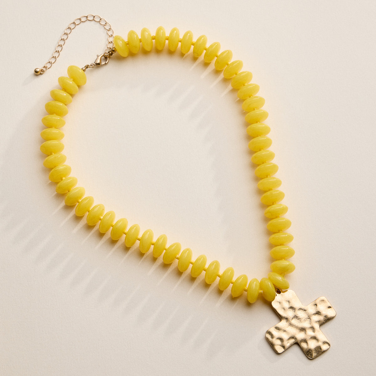 Beaded Cross Pendant Necklace for Women – Colorful Bead Necklace with Gold Cross Charm