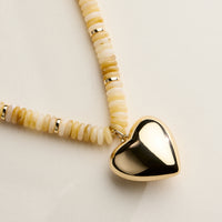 Gold Heart Pendant Beaded Necklace – Colorful Stone Choker with Adjustable Chain