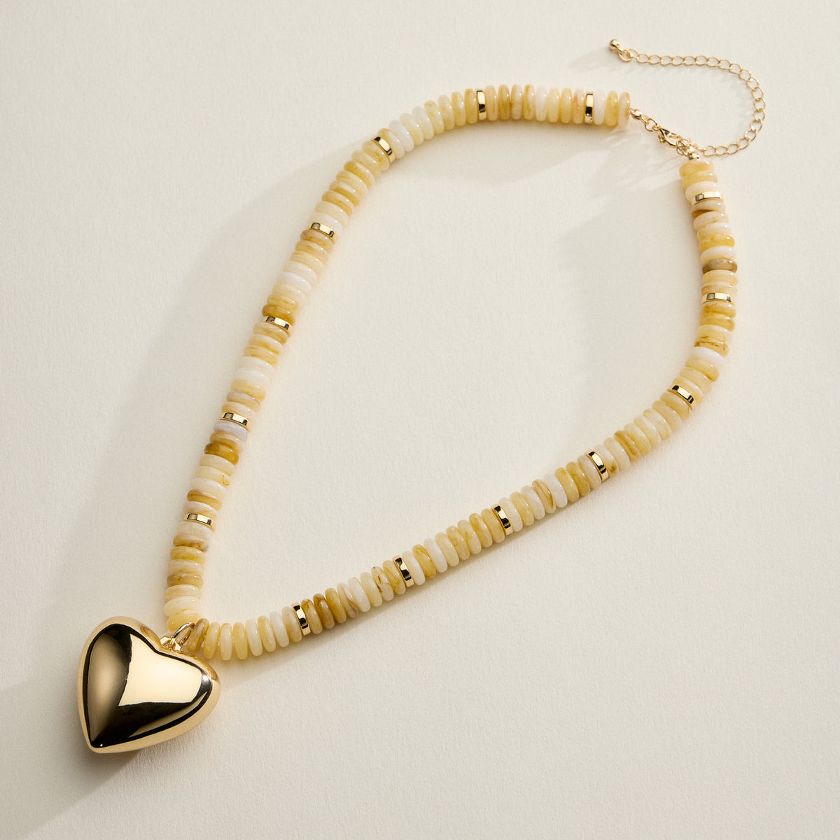 Gold Heart Pendant Beaded Necklace – Colorful Stone Choker with Adjustable Chain