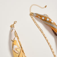 Gold Heart Pendant Scarf Necklace – Silk Tie Chain Necklace with Vintage Heart Charm