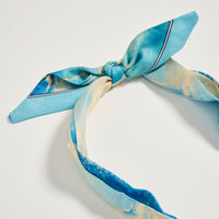 Blue Ocean Charm Scarf Necklace – Gold Shell & Pearl Pendant Tie Necklace for Women