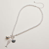 Pearl Charm Necklace — Shell & Fish Pendant