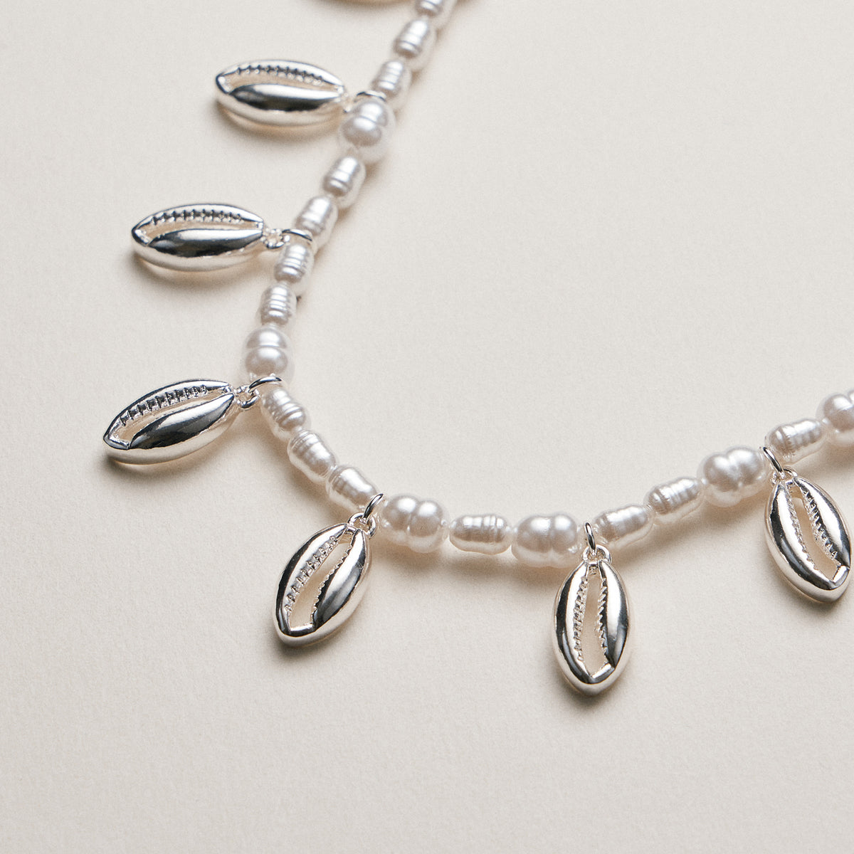 Pearl Cowrie Shell Charm Necklace—Coastal Beach
