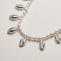 Pearl Cowrie Shell Charm Necklace—Coastal Beach
