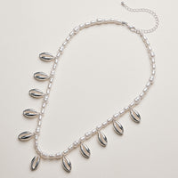 Pearl Cowrie Shell Charm Necklace—Coastal Beach