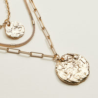 Gold Dipped Layered Hammered Disc Necklace | Stackable Jewelry