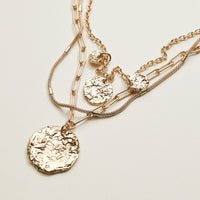 Gold Dipped Layered Hammered Disc Necklace | Stackable Jewelry