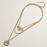 Gold Dipped Layered Hammered Disc Necklace | Stackable Jewelry