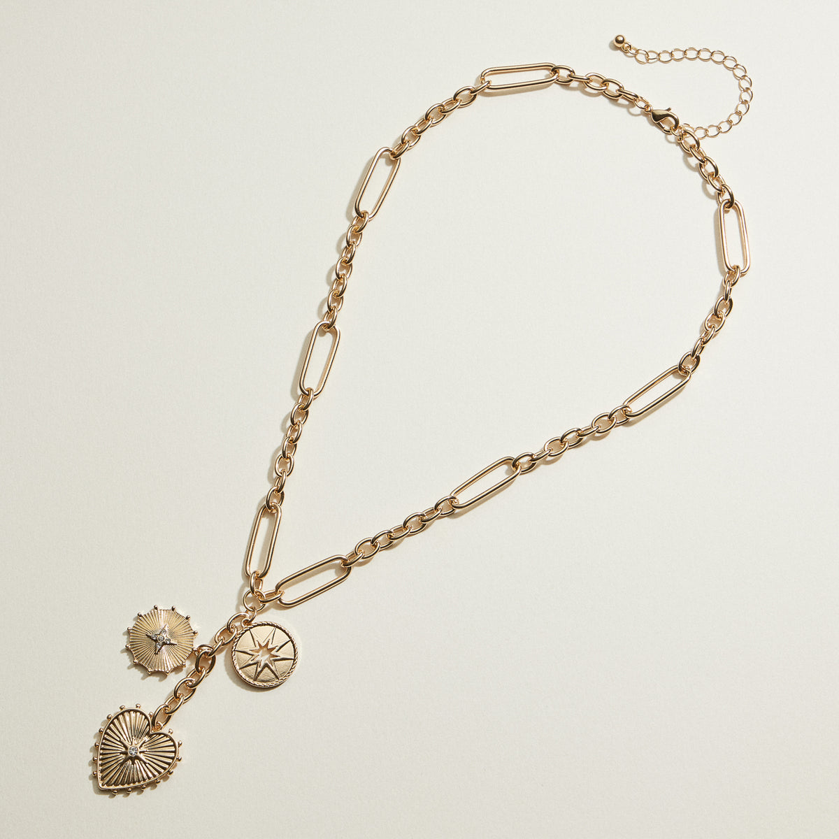 Heart And Stars Celestial Lariat Necklace | Stackable Jewelry