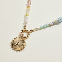 Multi-colored Beaded Initial Charm Necklace | Personalized Jewelry
