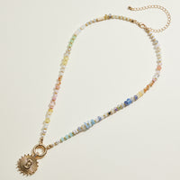 Multi-colored Beaded Initial Charm Necklace | Personalized Jewelry