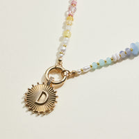 Multi-colored Beaded Initial Charm Necklace | Personalized Jewelry
