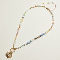 Multi-colored Beaded Initial Charm Necklace | Personalized Jewelry