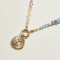 Multi-colored Beaded Initial Charm Necklace | Personalized Jewelry