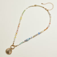 Multi-colored Beaded Initial Charm Necklace | Personalized Jewelry