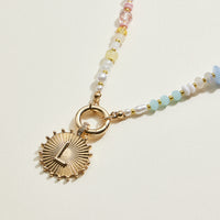 Multi-colored Beaded Initial Charm Necklace | Personalized Jewelry