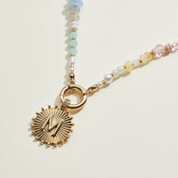 Multi-colored Beaded Initial Charm Necklace | Personalized Jewelry