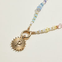 Multi-colored Beaded Initial Charm Necklace | Personalized Jewelry