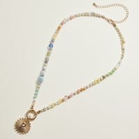 Multi-colored Beaded Initial Charm Necklace | Personalized Jewelry